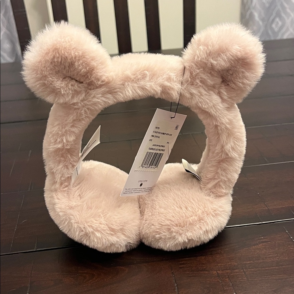 Ugg Faux Fur Earmuffs With Ears Winter Warmer Pink Crystal new Kids Girls